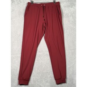 Redvanly Pants Mens Large Red Golf Joggers Stretch Knit Elastic Waist Slim Fit